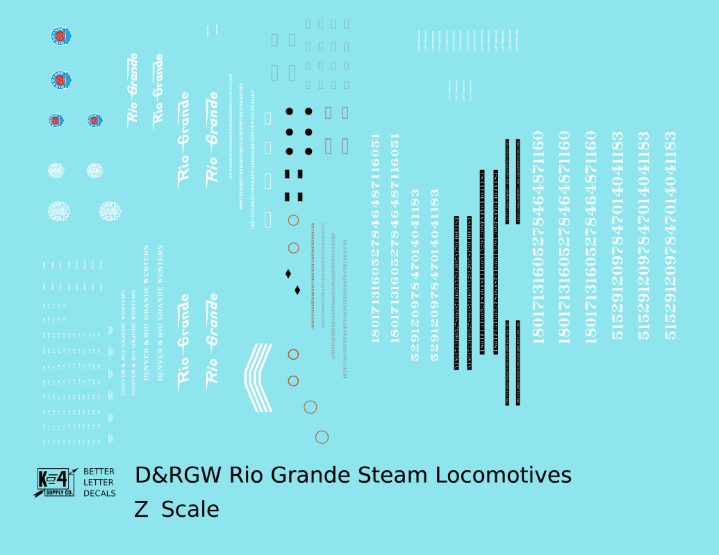 Rio Grande Steam Locomotive White Standard Or Narrow Gauge