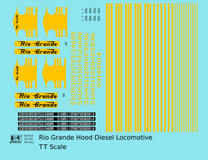 Rio Grande EMD Hood Diesel Yellow Stripe