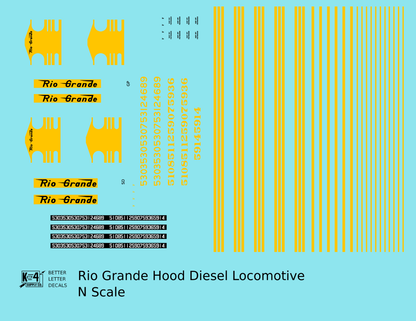 Rio Grande EMD Hood Diesel Yellow Stripe