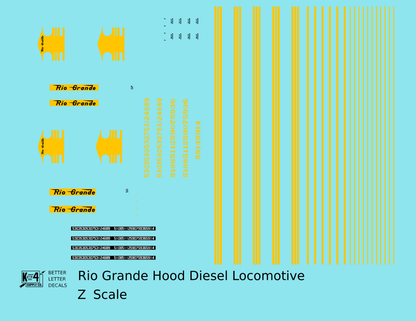 Rio Grande EMD Hood Diesel Yellow Stripe