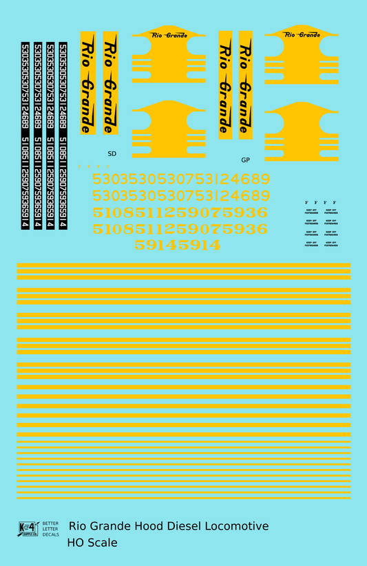 Rio Grande EMD Hood Diesel Yellow Stripe