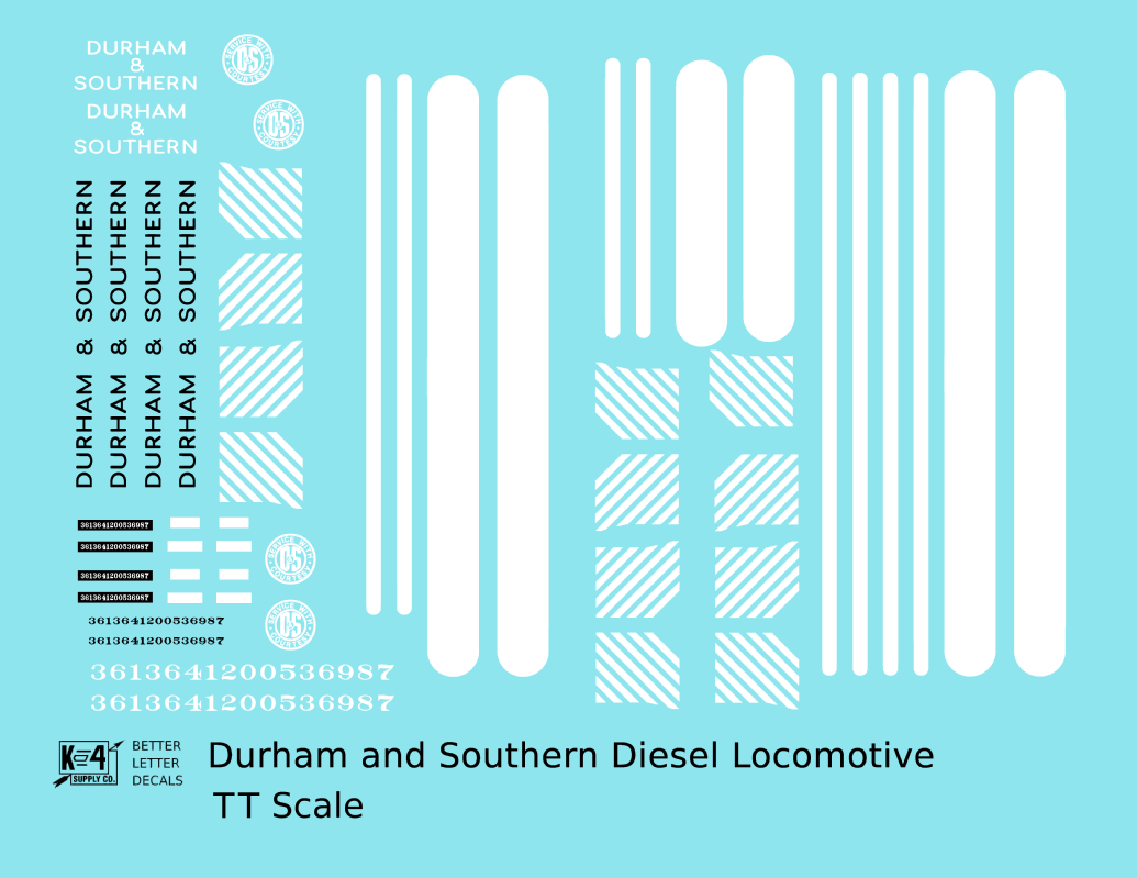 Durham and Southern Diesel Locomotive White and Black