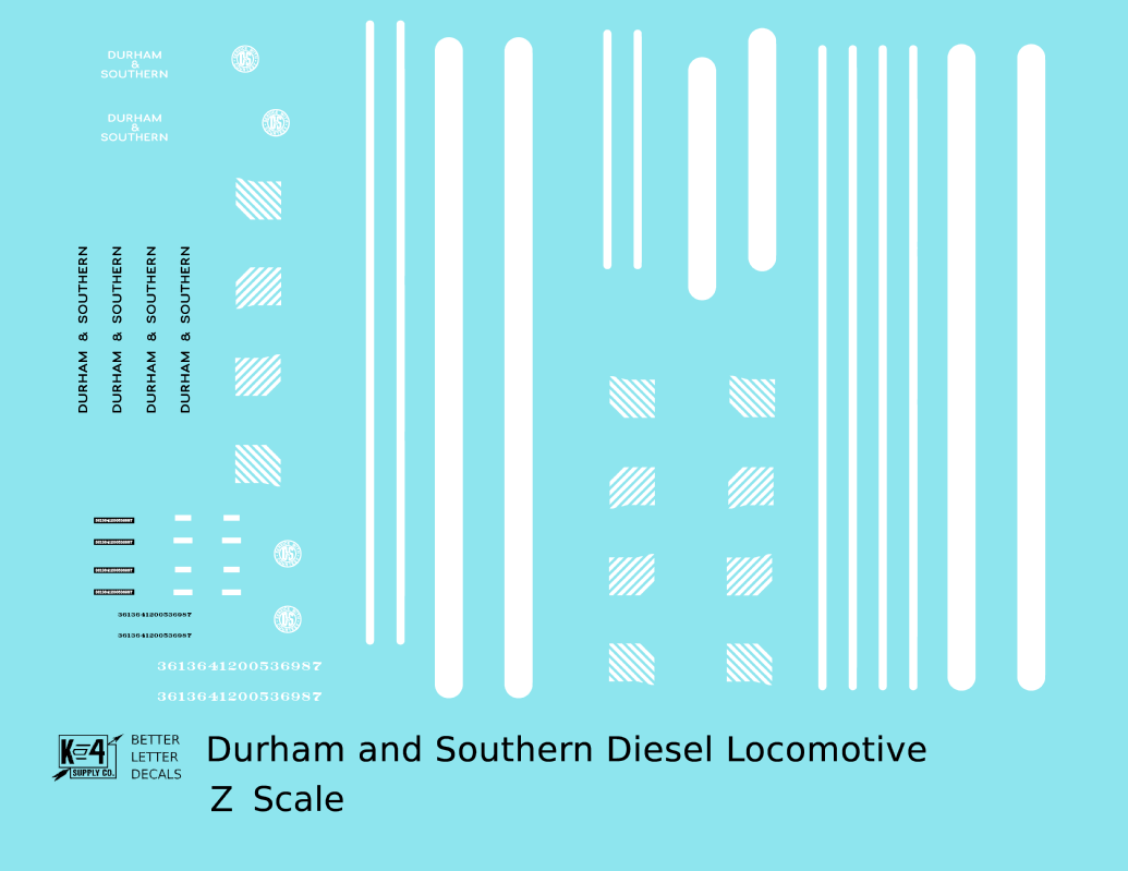 Durham and Southern Diesel Locomotive White and Black