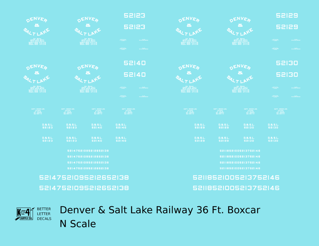 Denver and Salt Lake 36 Ft Boxcar White