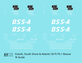 Duluth South Shore and Atlantic DSSA 50 Ft Double Door Boxcar White  - Decal - Choose Scale