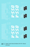 Duluth South Shore and Atlantic DSSA 50 Ft Double Door Boxcar White  - Decal - Choose Scale