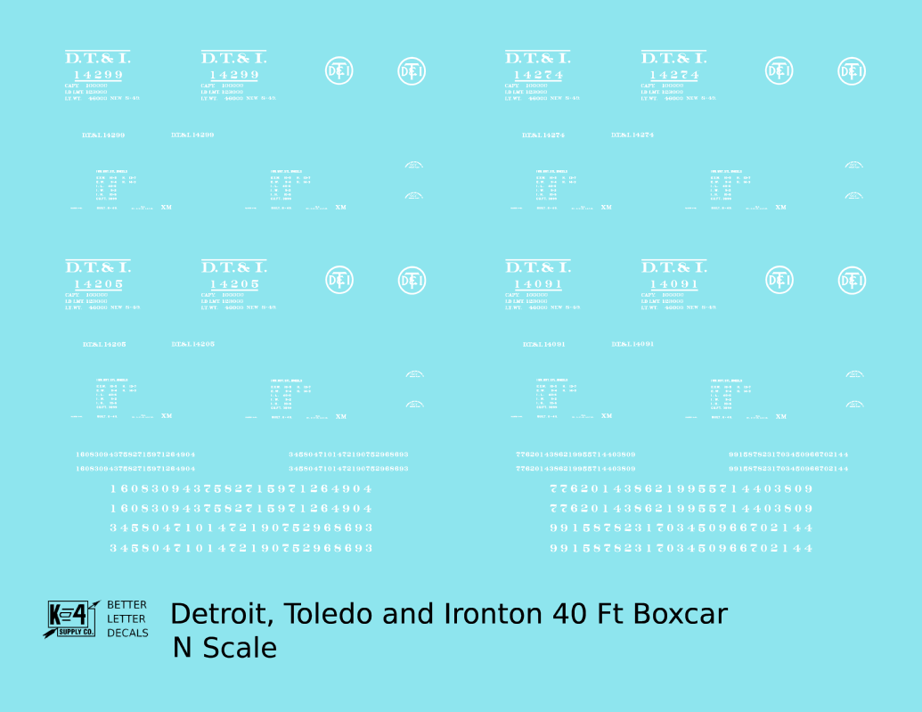 Detroit, Toledo and Ironton 40 Ft Boxcar White DT&I