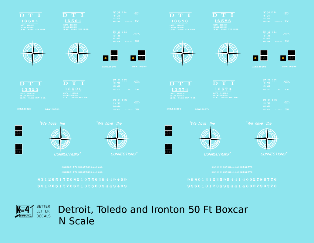 Detroit, Toledo and Ironton 50 Ft Boxcar White DT&I