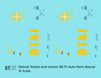Detroit, Toledo and Ironton 86 Ft Auto Parts Boxcar Yellow