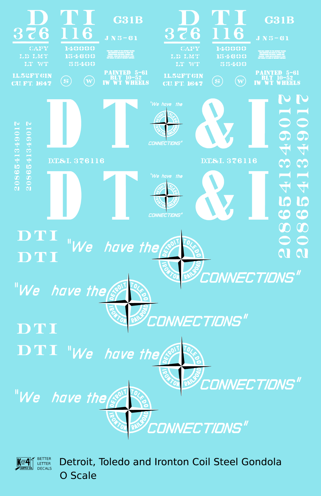 Detroit, Toledo and Ironton Coil Steel Gondola White DT&I