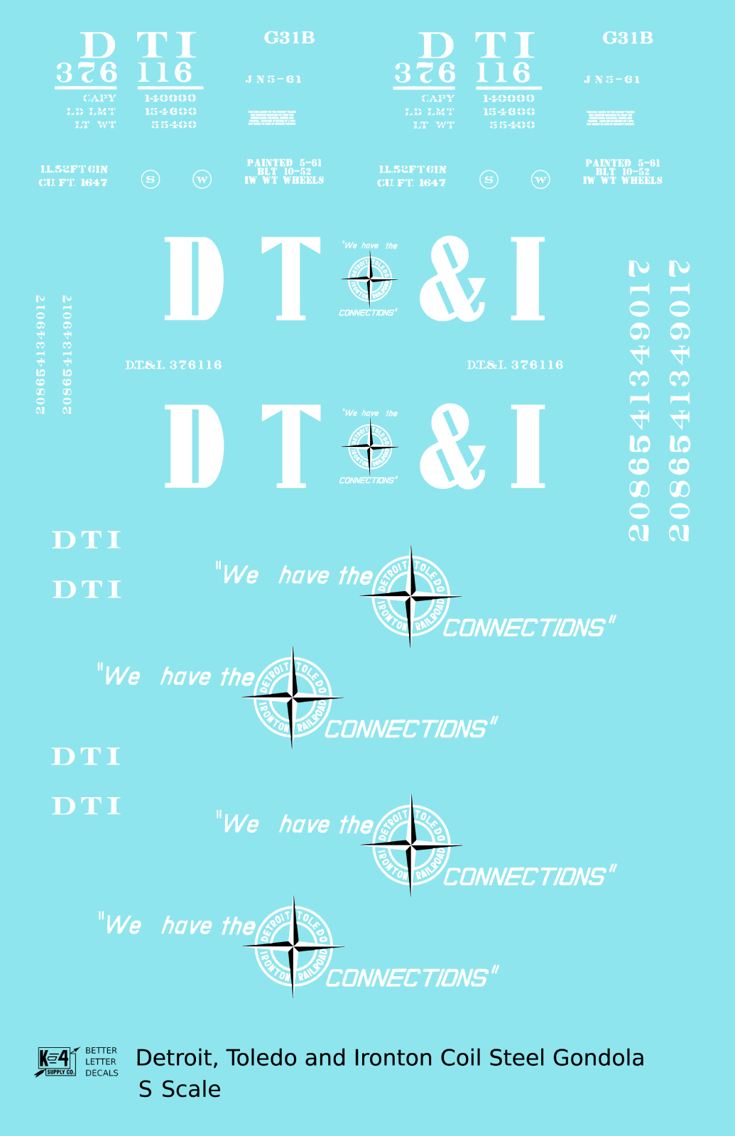 Detroit, Toledo and Ironton Coil Steel Gondola White DT&I