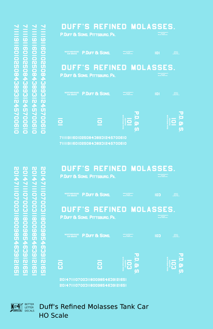 Duff’s Refined Molasses Early Tank Car White