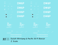 Duluth Winnipeg and Pacific 50 Ft Boxcar White  - Decal - Choose Scale