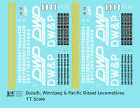 Duluth Winnipeg and Pacific Diesel Locomotive White  - Decal - Choose Scale