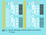 Duluth Winnipeg and Pacific Diesel Locomotive White  - Decal - Choose Scale