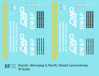 Duluth Winnipeg and Pacific Diesel Locomotive White  - Decal - Choose Scale