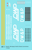 Duluth Winnipeg and Pacific Diesel Locomotive White  - Decal - Choose Scale