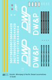 Duluth Winnipeg and Pacific Diesel Locomotive White  - Decal - Choose Scale