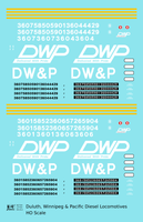 Duluth Winnipeg and Pacific Diesel Locomotive White  - Decal - Choose Scale