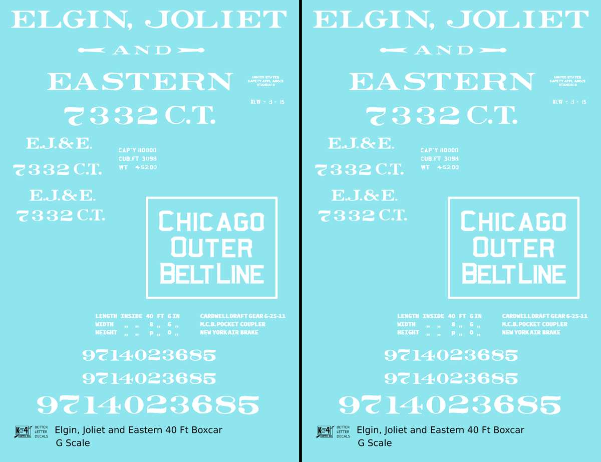 Elgin Joliet and Eastern EJ&E 40 Ft Wood Boxcar White