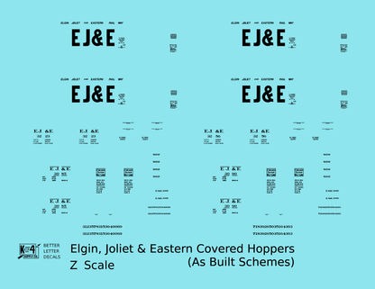 Elgin Joliet and Eastern Covered Hopper Black As Built Schemes