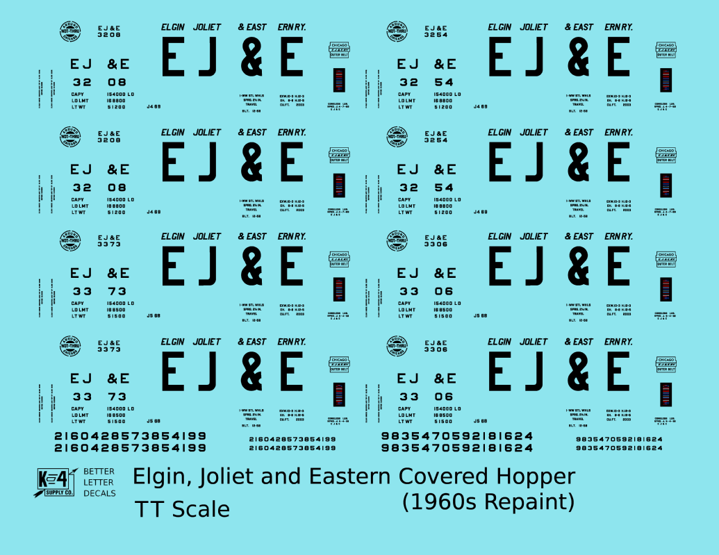 Elgin Joliet and Eastern Covered Hopper Black 1960s Repaint Scheme