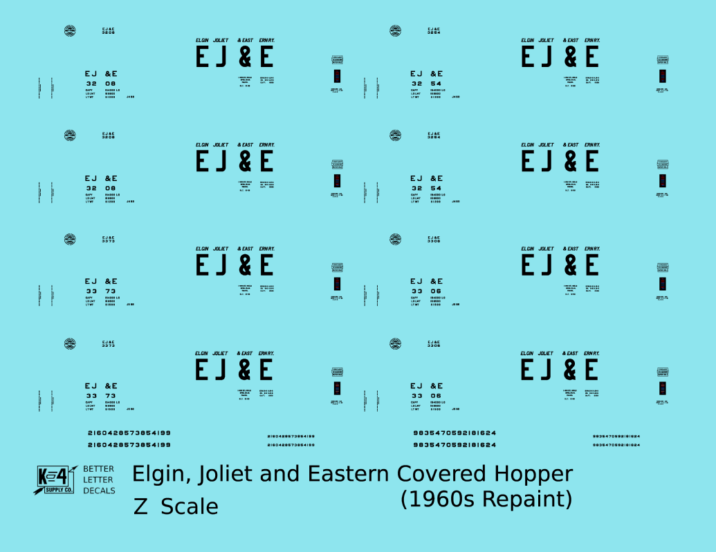 Elgin Joliet and Eastern Covered Hopper Black 1960s Repaint Scheme