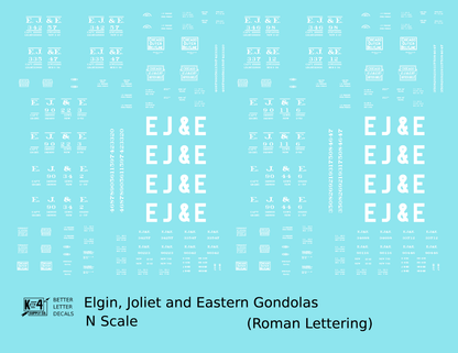 Elgin Joliet and Eastern Gondola White EJ&E Roman Font