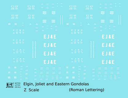 Elgin Joliet and Eastern Gondola White EJ&E Roman Font