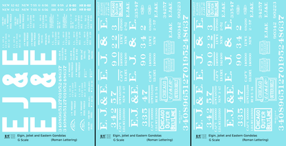 Elgin Joliet and Eastern Gondola White EJ&E Roman Font