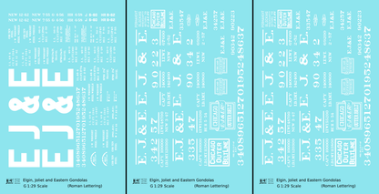 Elgin Joliet and Eastern Gondola White EJ&E Roman Font
