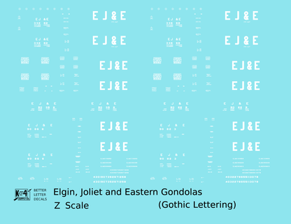 Elgin Joliet and Eastern Gondola White EJ&E Gothic Font