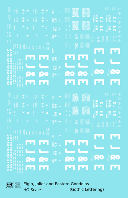 Elgin Joliet and Eastern Gondola White EJ&E Gothic Font