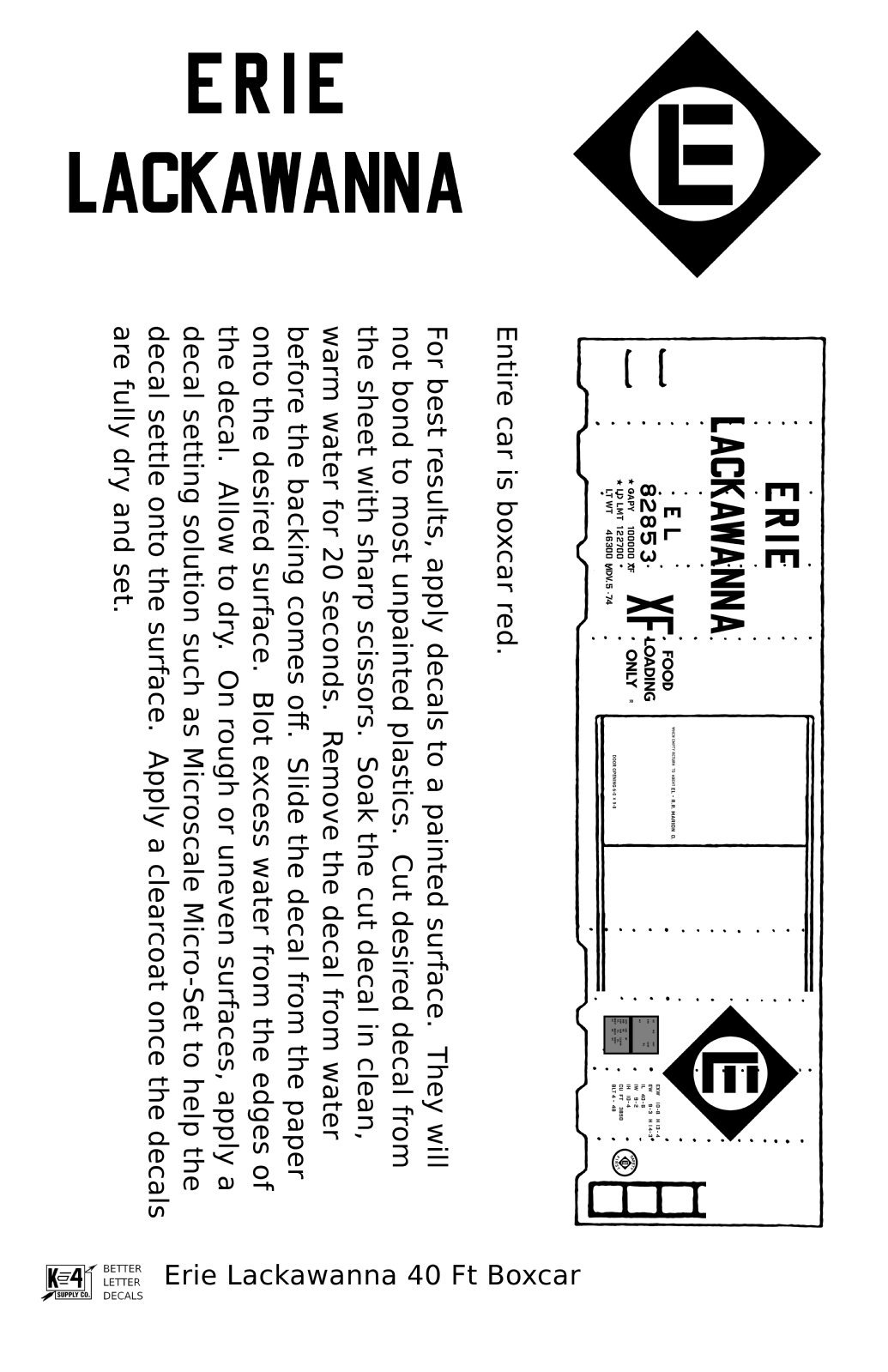 Erie Lackawanna 40 Ft Boxcar White
