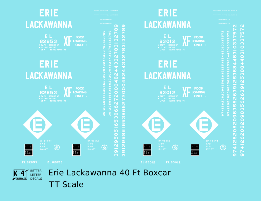 Erie Lackawanna 40 Ft Boxcar White