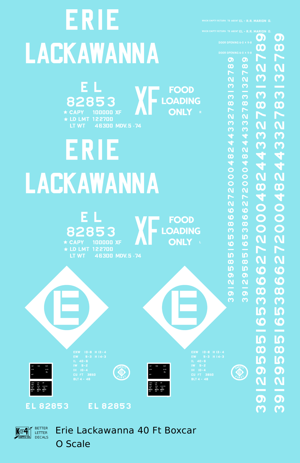 Erie Lackawanna 40 Ft Boxcar White