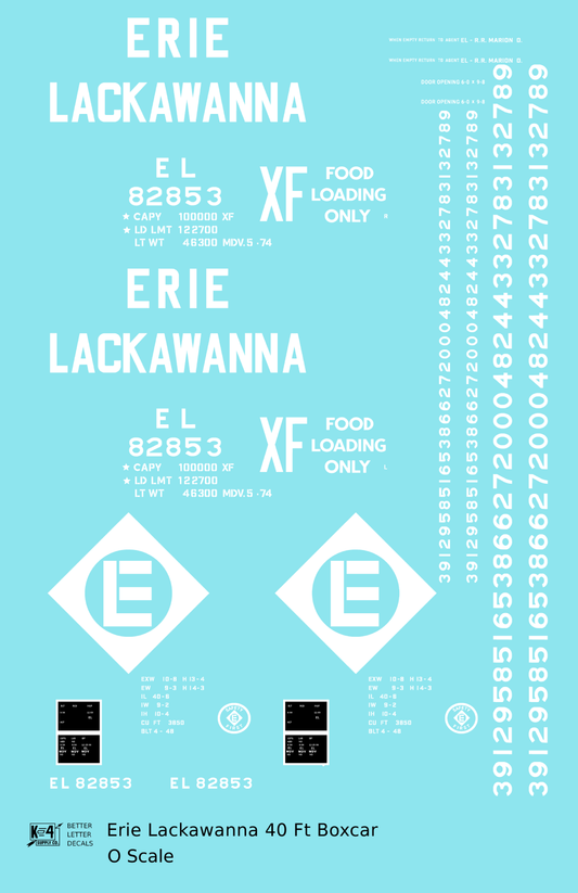 Erie Lackawanna 40 Ft Boxcar White