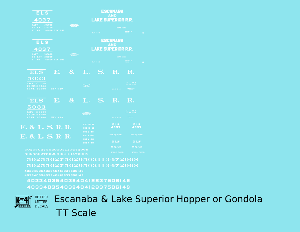 Escanaba and Lake Superior Gondola and Offset Hopper White ELS
