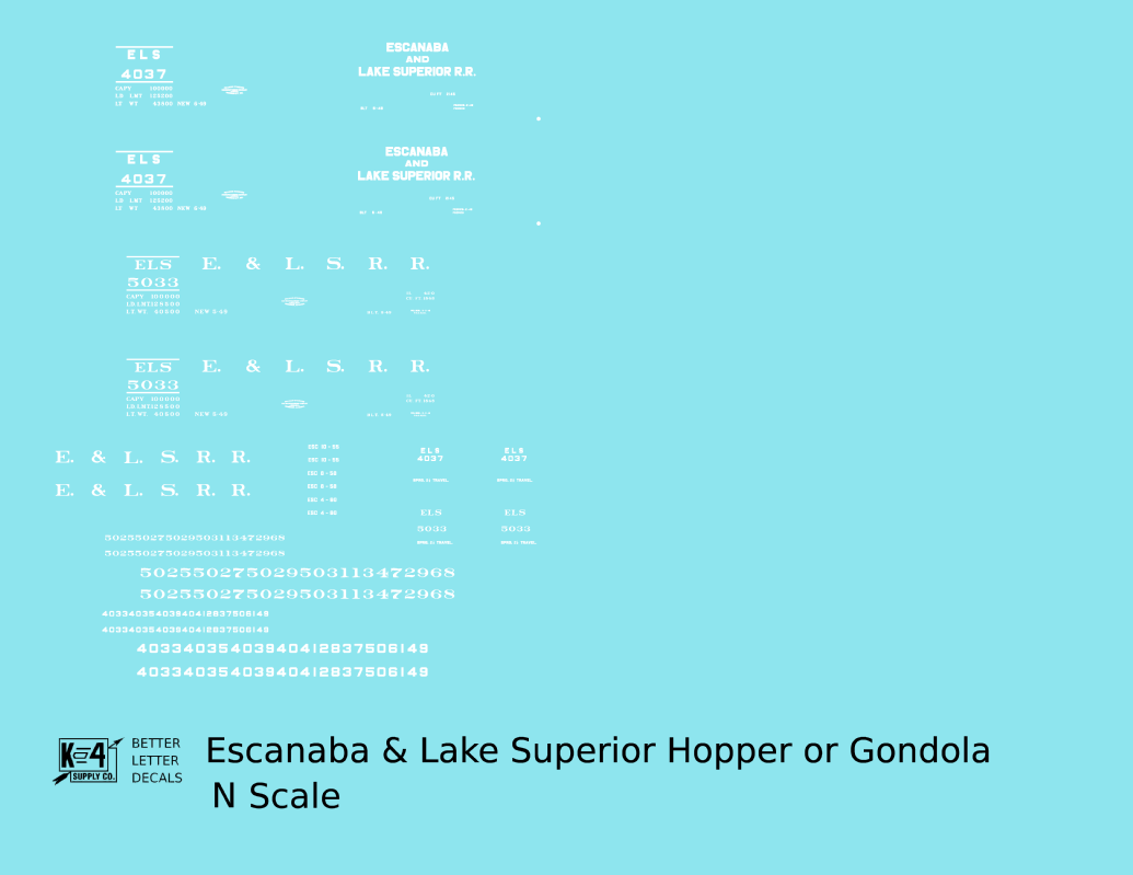 Escanaba and Lake Superior Gondola and Offset Hopper White ELS