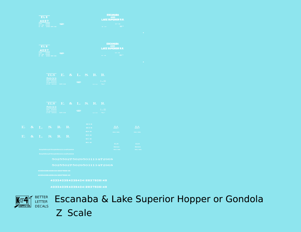 Escanaba and Lake Superior Gondola and Offset Hopper White ELS