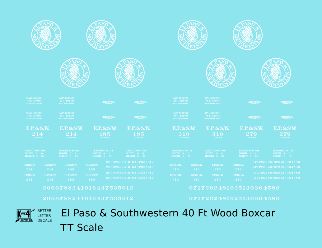 El Paso & Southwestern 40 Ft Wood Boxcar White EP&SW