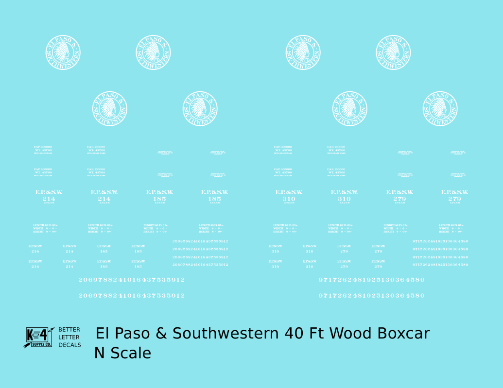 El Paso & Southwestern 40 Ft Wood Boxcar White EP&SW