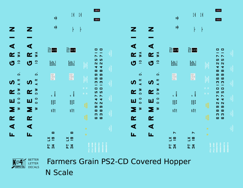 Farmers Grain PS-2CD Covered Hopper Black Woodward, Iowa