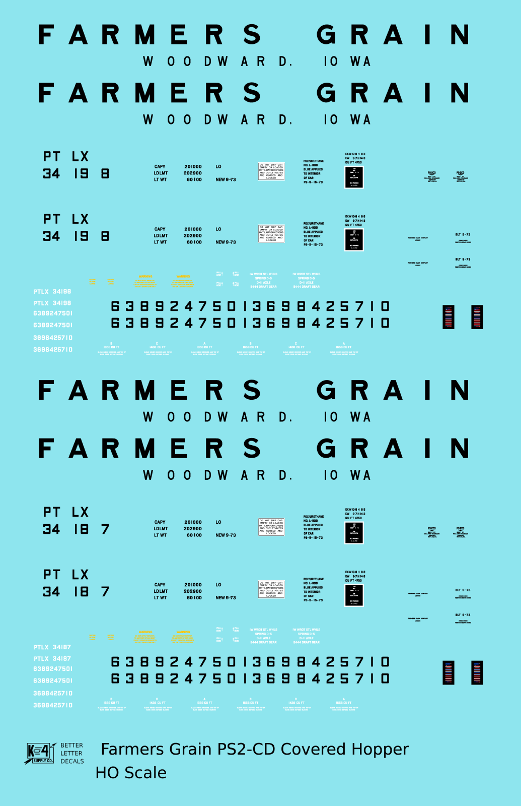 Farmers Grain PS-2CD Covered Hopper Black Woodward, Iowa