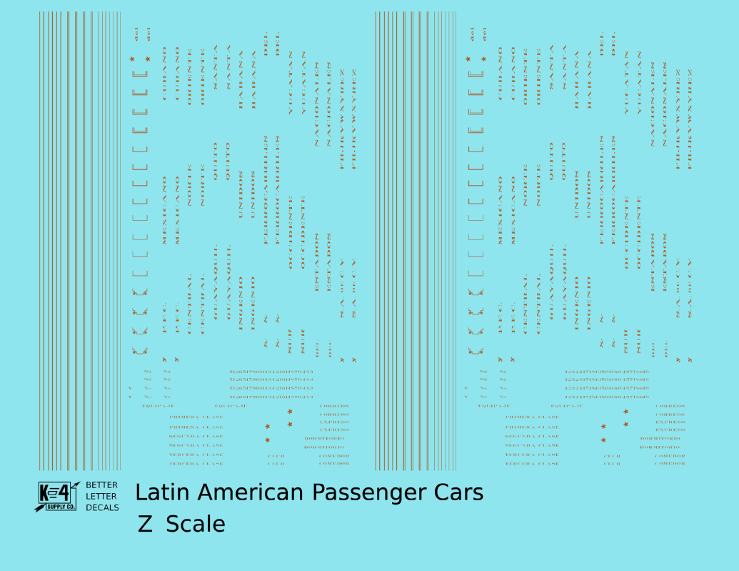 Standard / Narrow Gauge Latin American Passenger Cars  Bronze Gold Mexico, Cuba, Etc