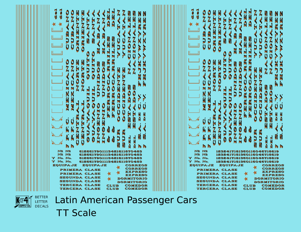 Standard / Narrow Gauge Latin American Passenger Cars  Bronze Gold With Black Shadow Mexico, Cuba, Etc
