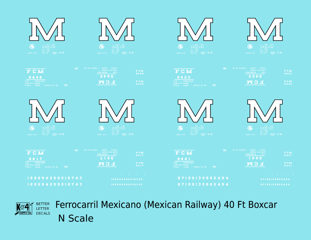 Ferrocarril Mexicano (FCM) 40 Ft Boxcar White