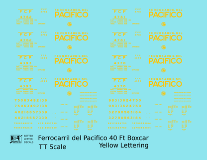Ferrocarril Del Pacifico FCP 40 Ft Steel Boxcar Yellow Mexico