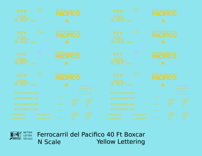 Ferrocarril Del Pacifico FCP 40 Ft Steel Boxcar Yellow Mexico