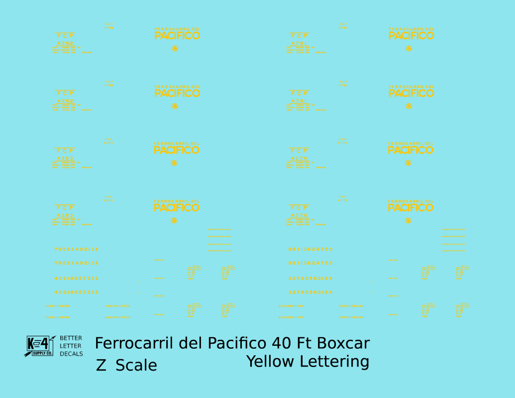 Ferrocarril Del Pacifico FCP 40 Ft Steel Boxcar Yellow Mexico